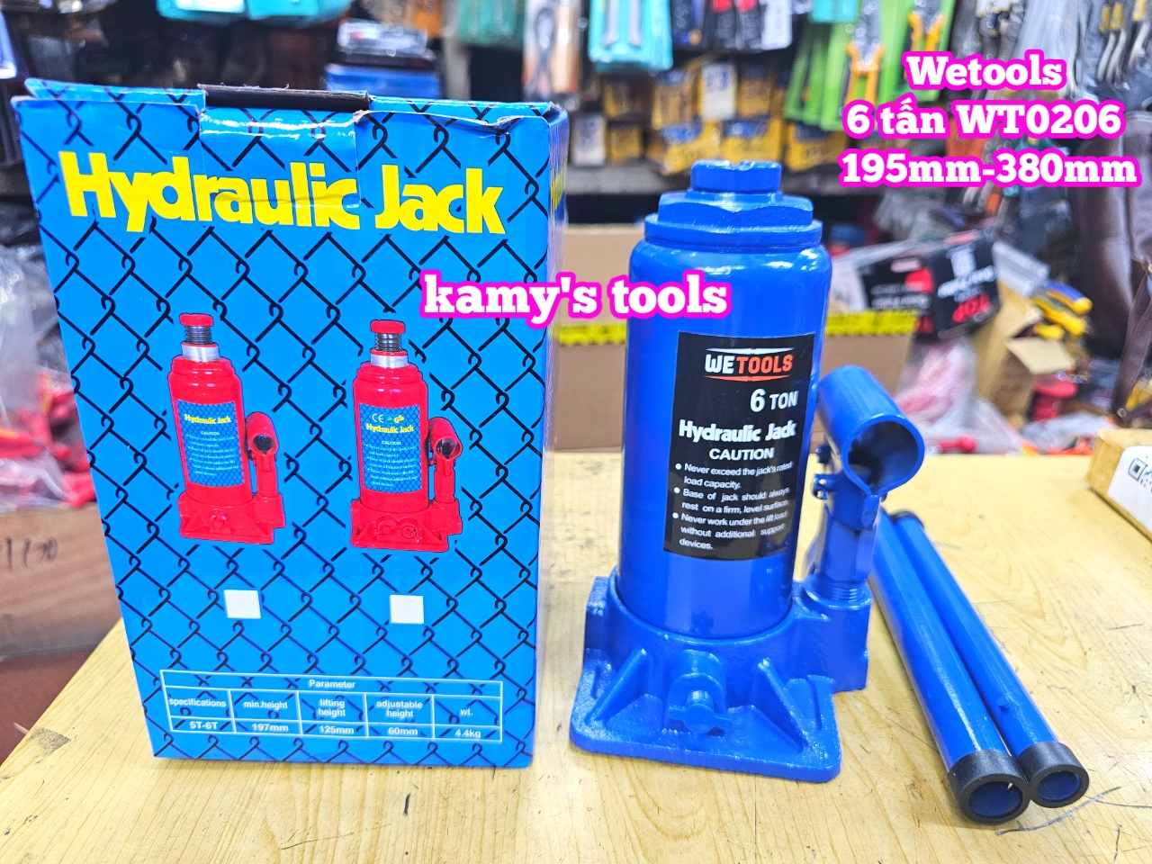 Kích con đội thuỷ lực 6 tấn Wetools WT0206 195mm-380mm