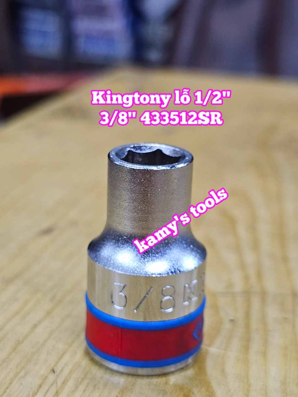 Đầu tuýp trắng 6 cạnh lỗ 1/2 inch cỡ 3/8 inch Kingtony 433512SR