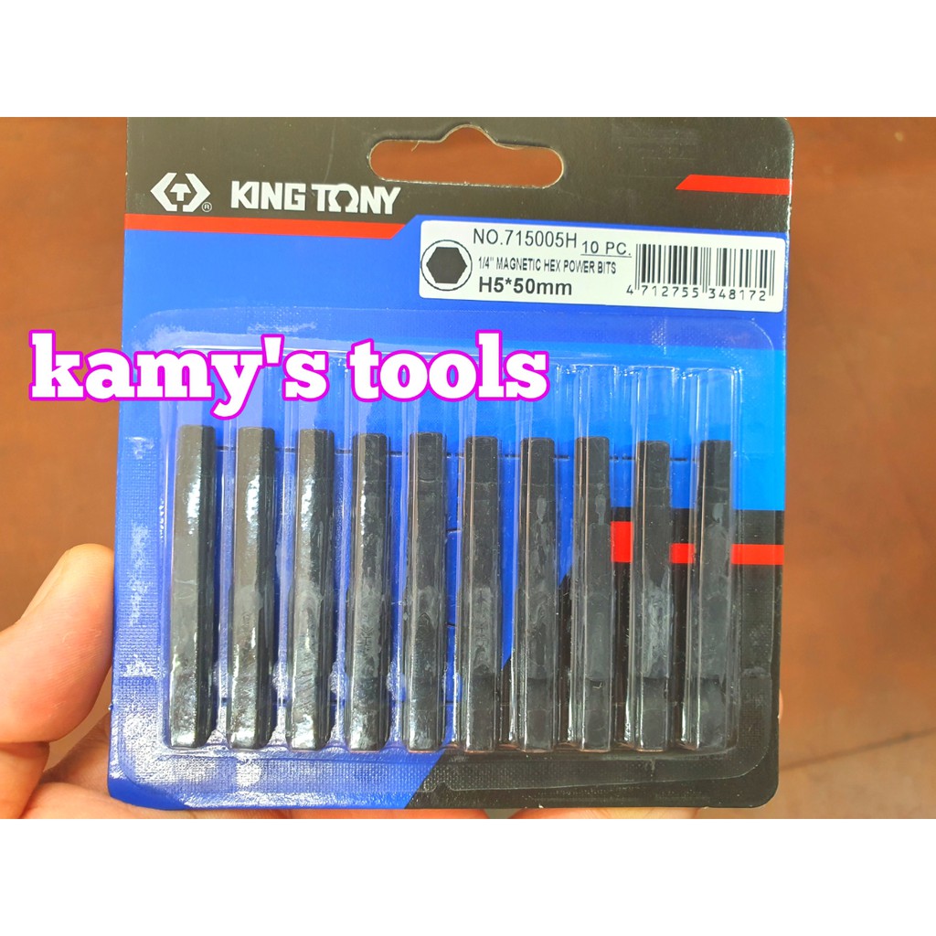 Mũi lục giác 5mm đuôi bắn vít dài 50mm Kingtony model 715005H (lẻ 1 cái)