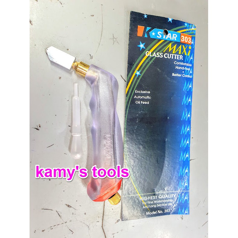 Dao Cắt Kiếng Cắt Kính Gạch Men Cầm Tay Cán Cong Trợ Lực Maxi Star 303