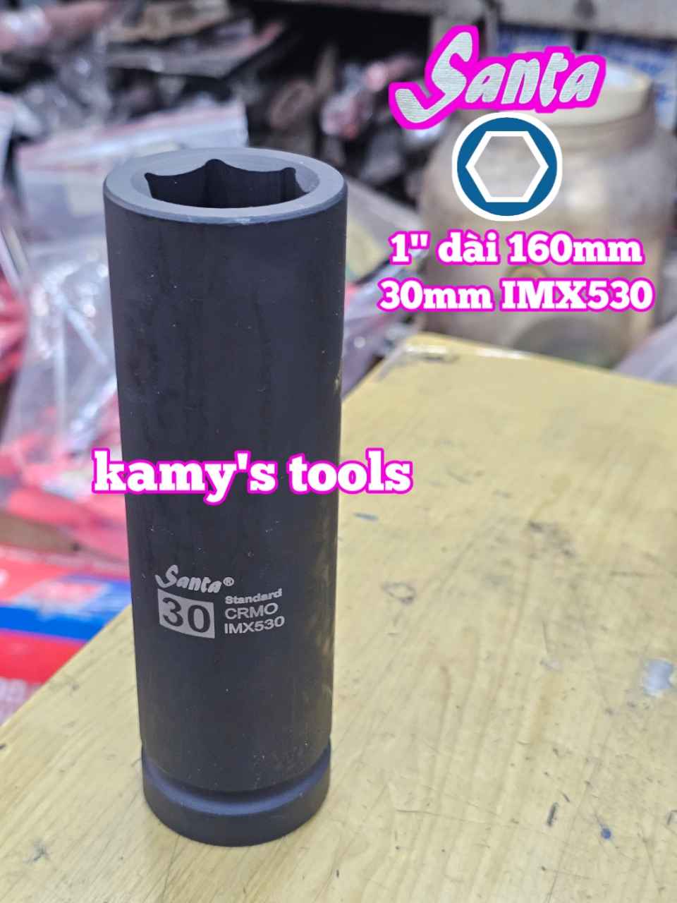 Đầu tuýp 1 inch Santa đen dài 160mm cỡ 30mm 32mm 36mm 41mm 46mm IMX530 IMX532 IMX536 IMX541 IMX546