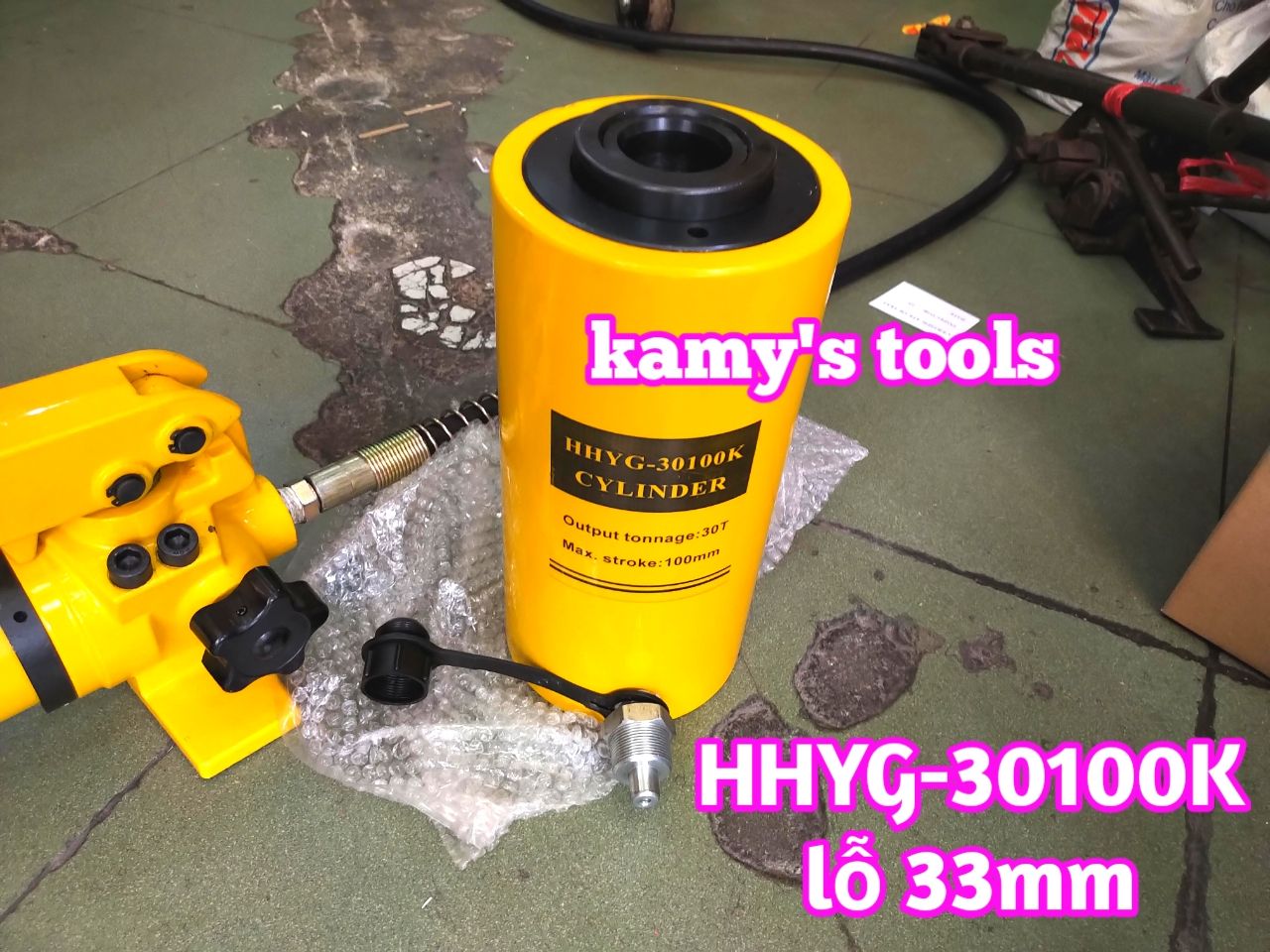 HHYG-30100K Kích thủy lực có lỗ rỗng tâm 30 tấn TLP hành trình 100mm lỗ 33mm 246mm-346mm