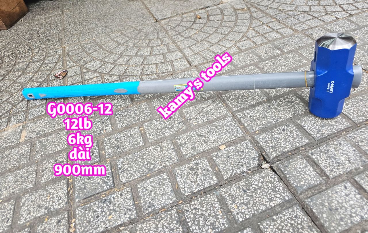 Búa thép đầu lục giác cán cao su 6kg 12LB C-mart model G0006-12 dài 900mm