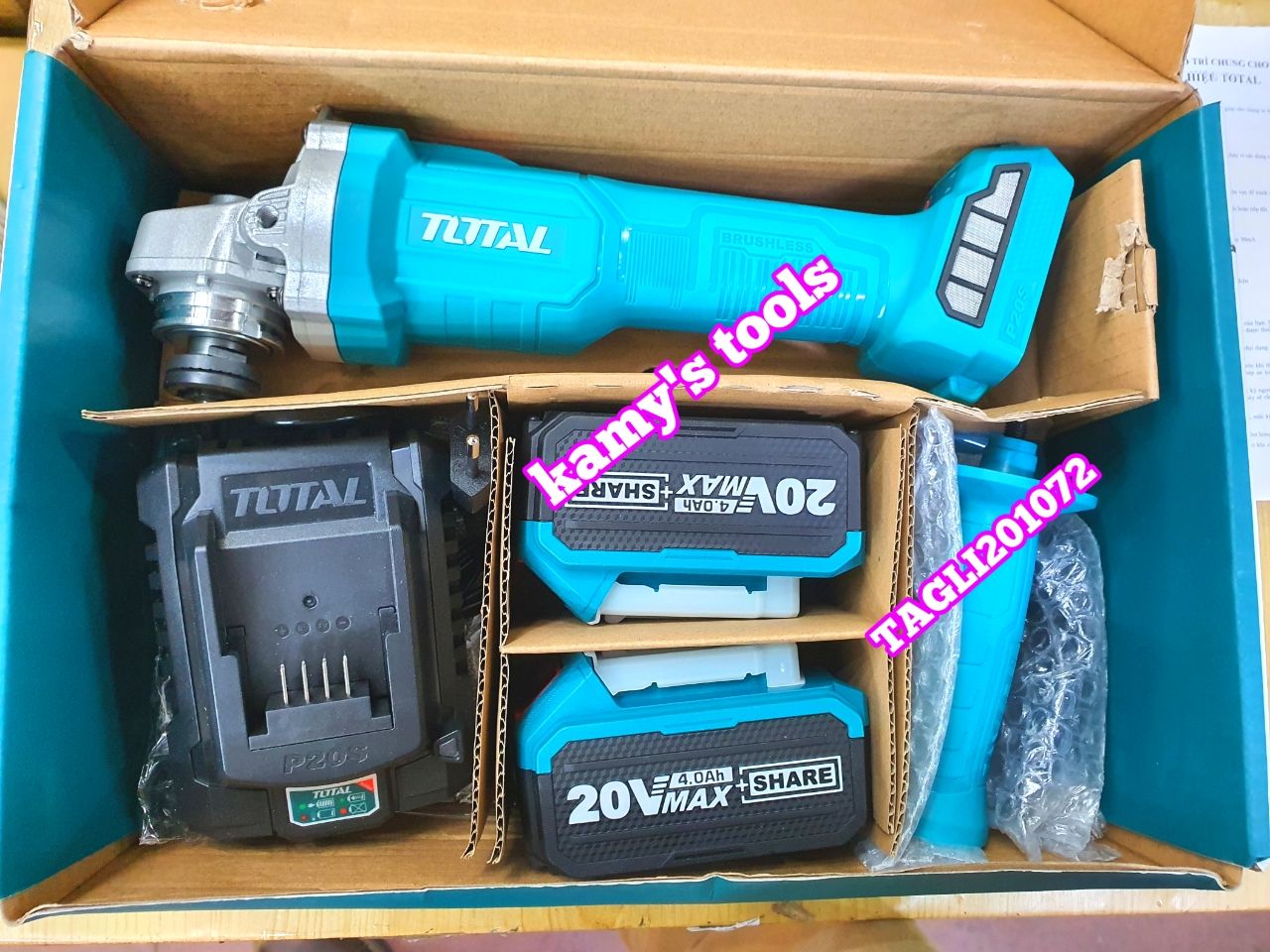TAGLI201072 Máy mài góc dùng pin Lithium 20V Total 4 inch 100mm