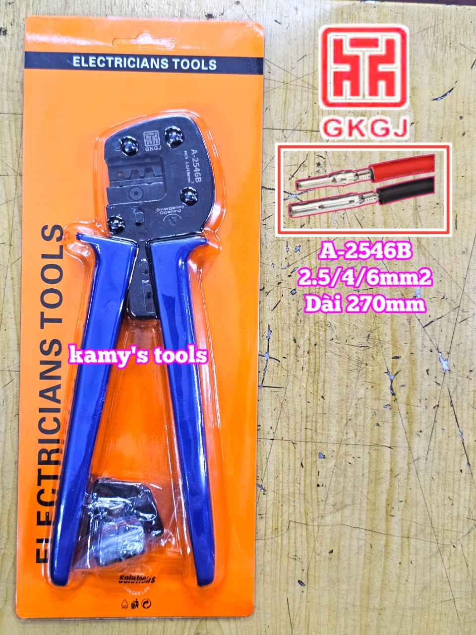 Kìm bấm cos năng lượng mặt trời MC4 2.5-4-6mm2 dài 270mm GKGJ A-2546B