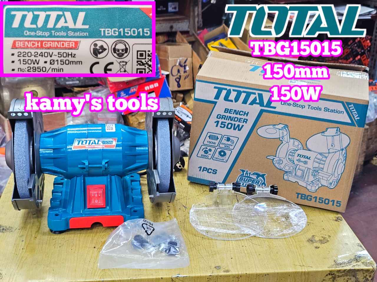 Máy mài để bàn 2 đá 6 inch 150mm 150W TOTAL TBG15015