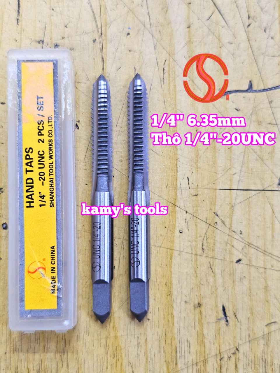 Bộ taro hệ inch tạo ren trong 1/4 inch (6.35mm) Shanghai bước ren thô và mịn 1/4-20 UNC 1/4-28 UNF