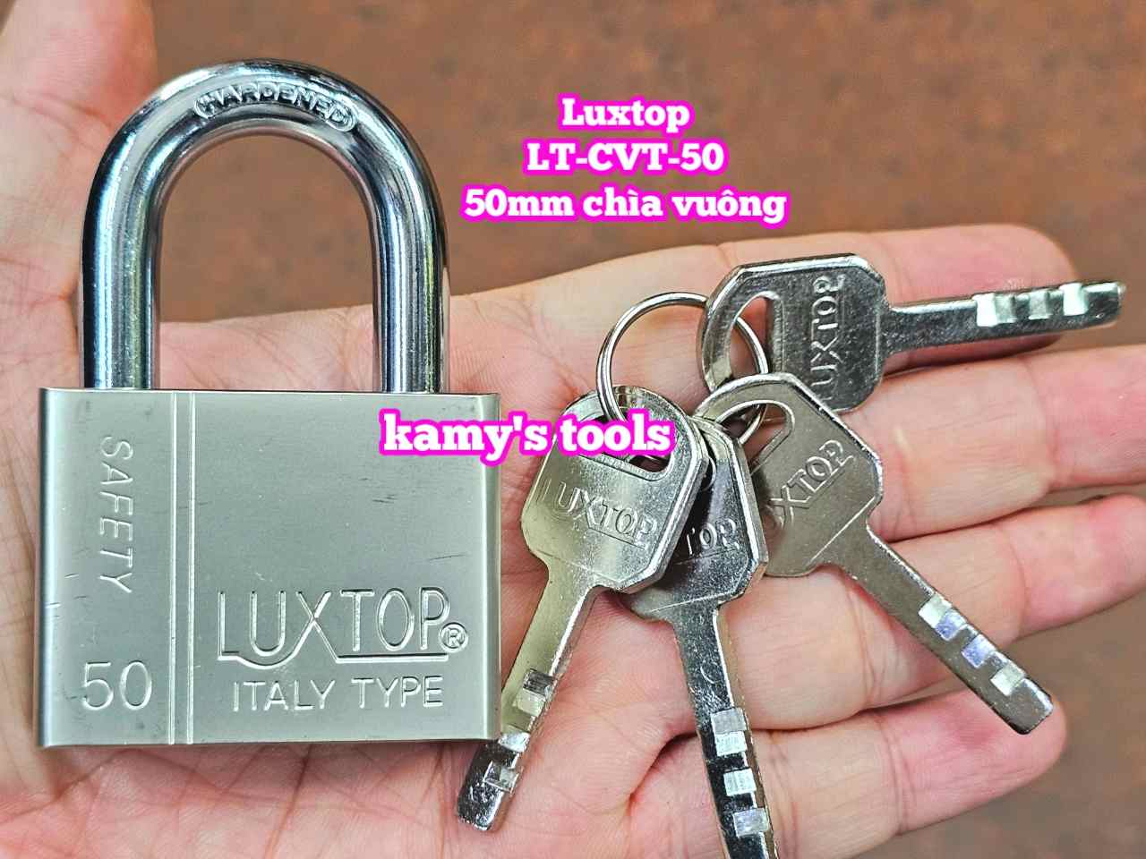 Ổ khóa trắng chìa vuông 4 chìa 5F 50mm Luxtop LT-CVT-50