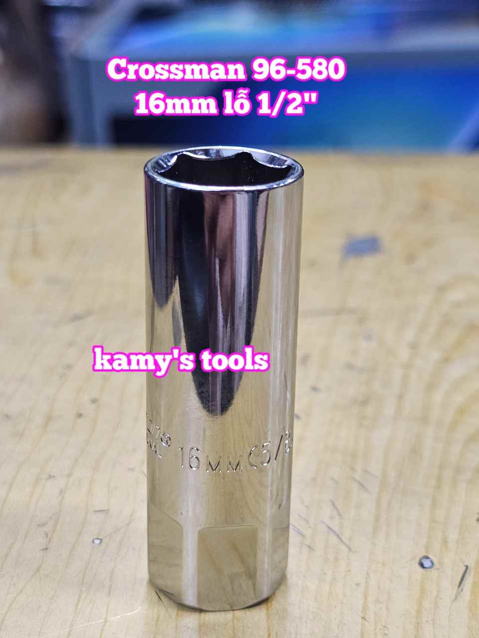 Tuýp mở bugi có ron cao su 1/2 inch 16mm Crossman 96-580 dài 65mm 6 cạnh