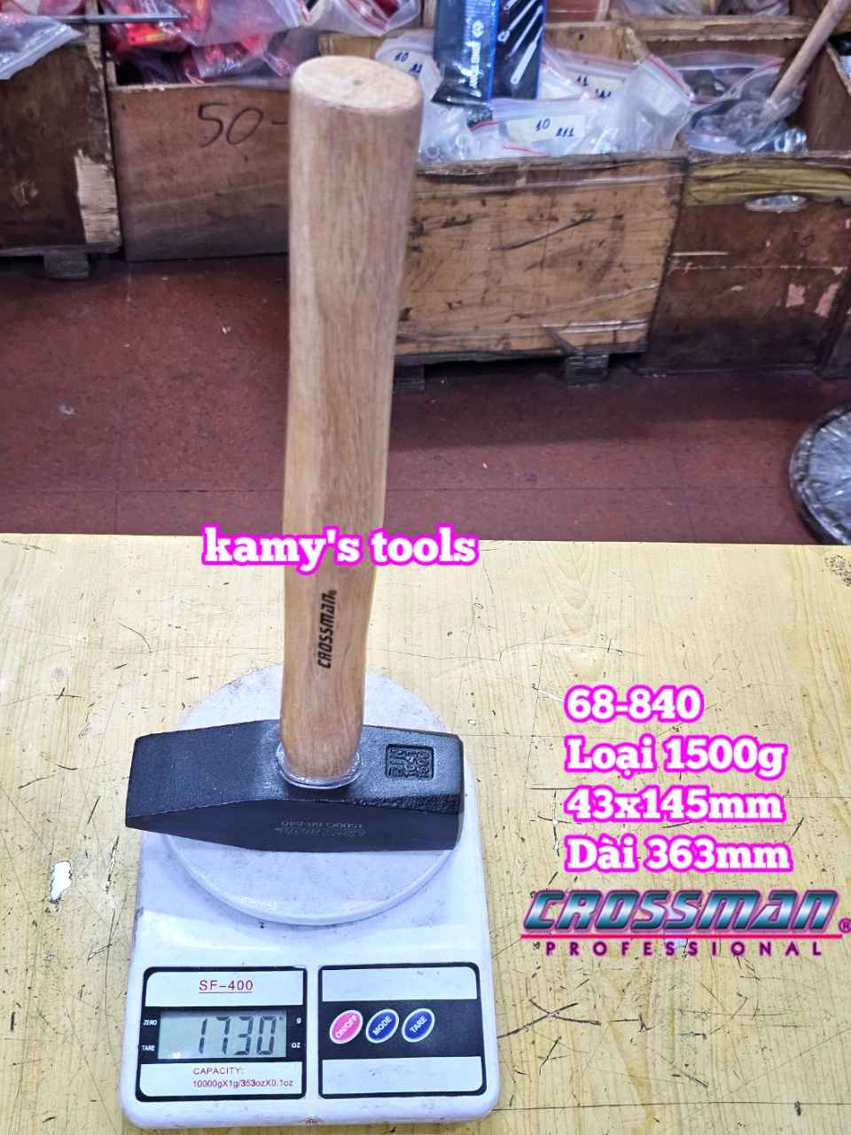 Búa đầu vuông dẹp cán gỗ Crossman 1500g model 68-840