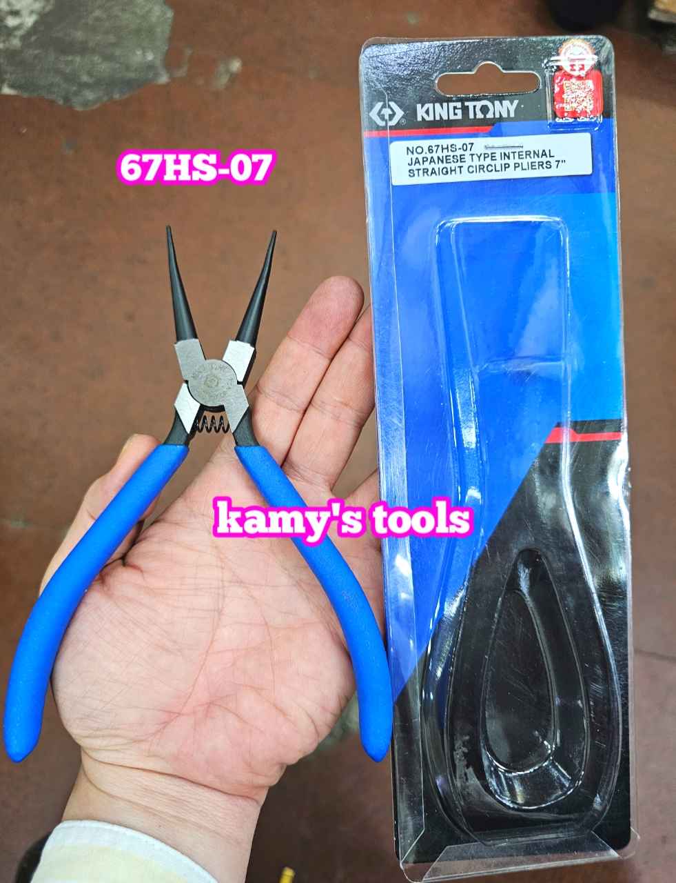 Kìm phe 7 inch Kingtony thẳng ra 67SS-07 và thẳng vô 67HS-07 mở phe 19-60mm đầu xuông có răng