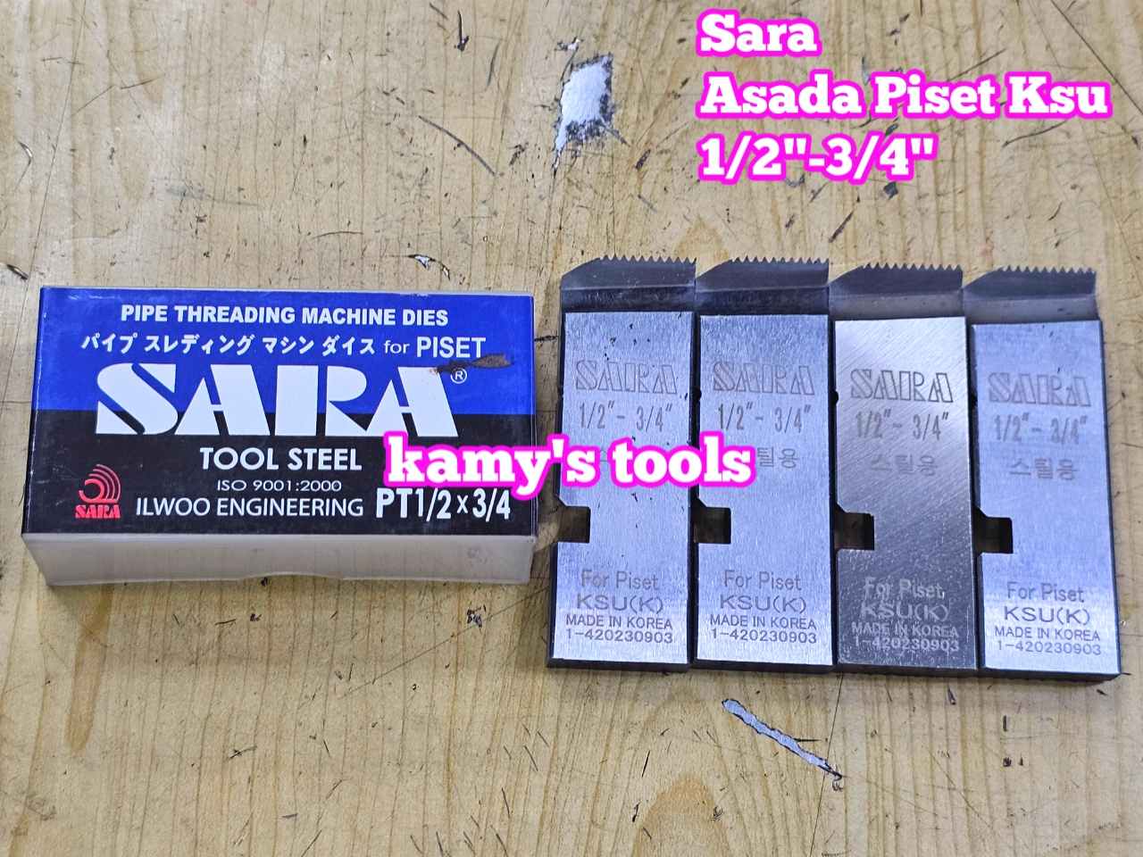 Dao tiện ren ống thép sắt tráng kẽm Asada Piset KSU hiệu Sara 1/2-3/4 inch 21-27mm hệ ren thông dụng BSPT