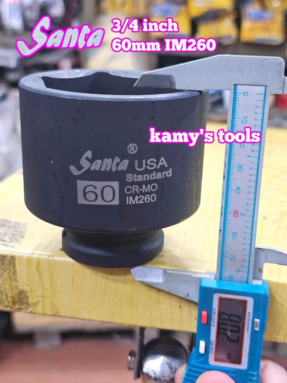 Đầu tuýp 3/4 inch thép đen 6 cạnh Cr-mo Santa 60mm 65mm 70mm IM260 IM265 IM270