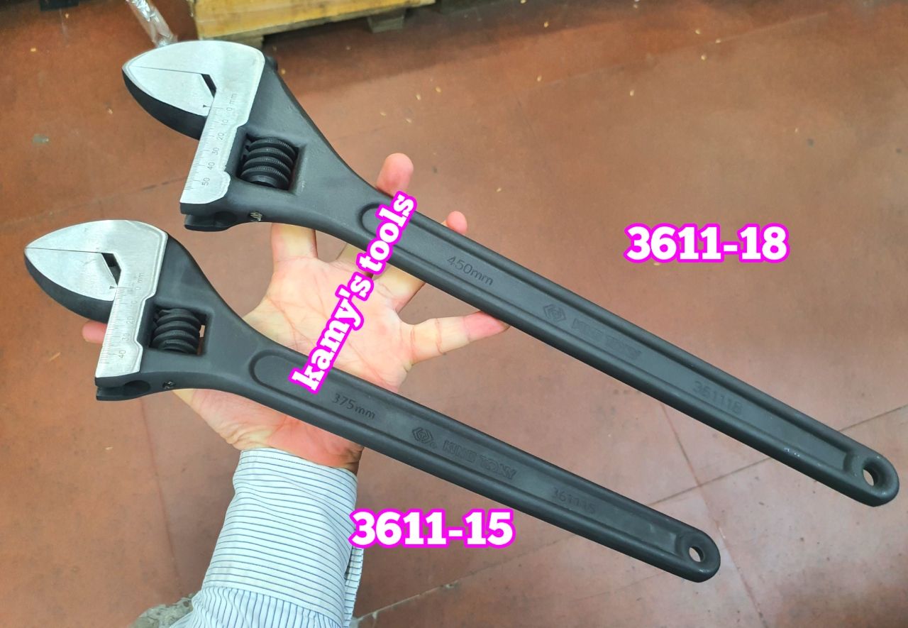 Mỏ lết xi đen 15 inch 18 inch dài 380mm 450mm Kingtony 3611-15HP 3611-18HP