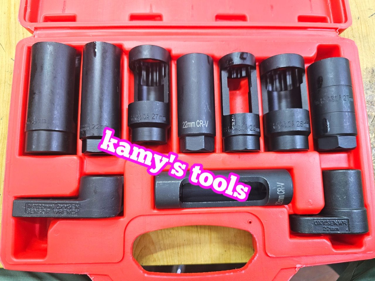 Bộ dụng cụ tuýp tháo mở cảm biến oxy 10 chi tiết 22mm, 27mm, 28mm, 29mm Kamytools