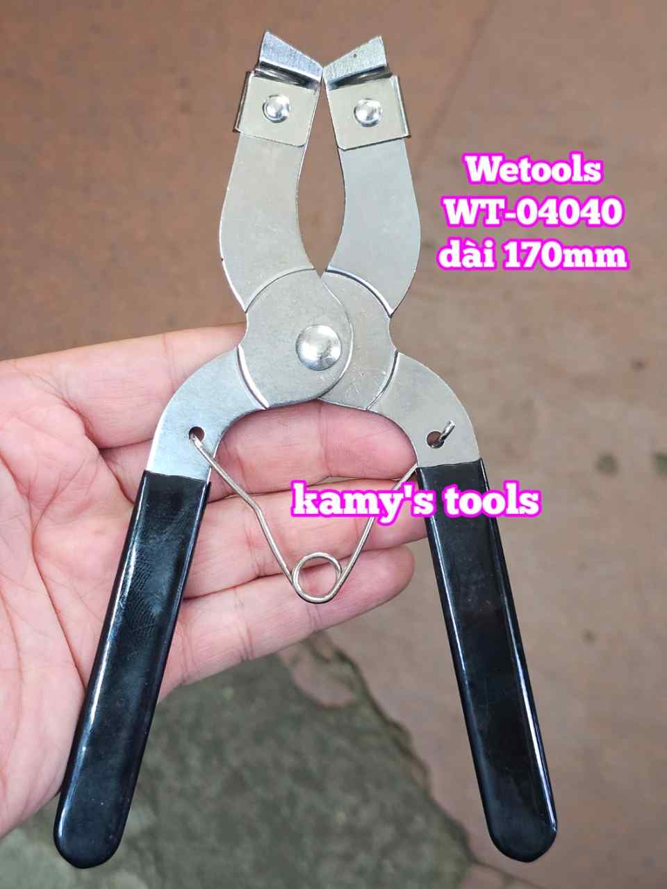 Kìm vô bạc piston mở miệng 40mm Wetools dài 170mm WT-04040
