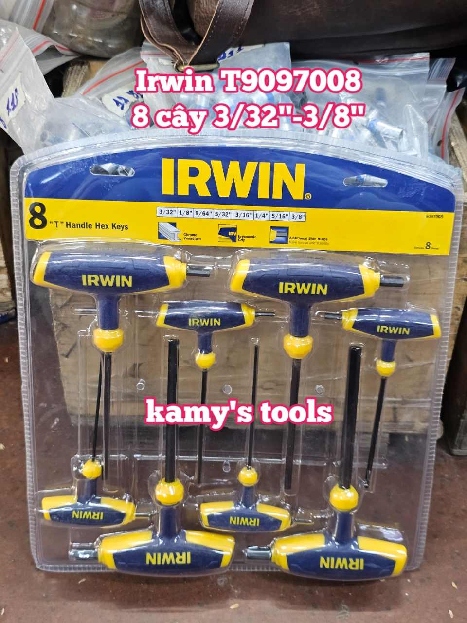 Bộ lục giác cán chữ T IRWIN 8 chi tiết 3/32-3/8 inch T9097008