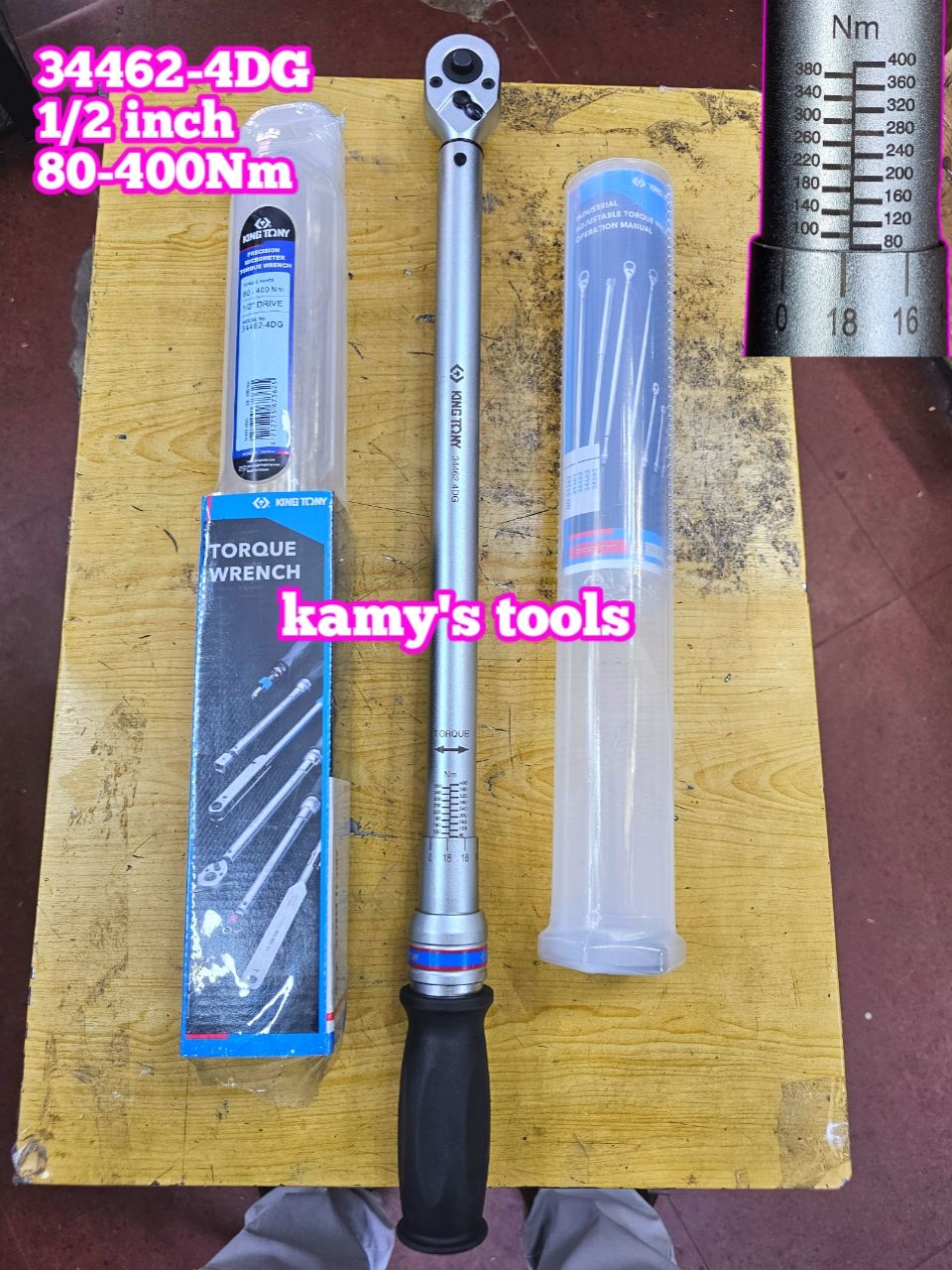 Cần siết lực Kingtony 1/2 inch 34462-4DG 80-400Nm dài 613mm, cần chỉnh lực