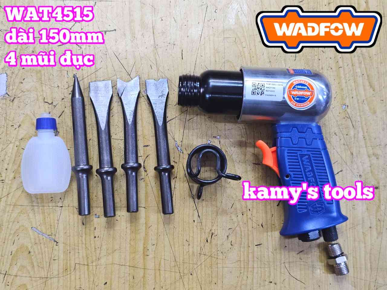 Máy đục hơi khí nén Wadfow WAT4515 dài 150mm 4 mũi đục (chưa bao gồm nối nhanh)