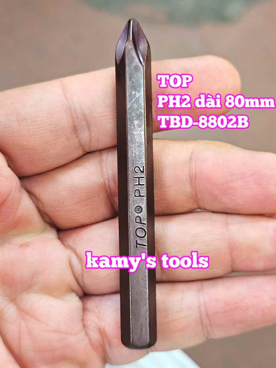 Mũi vít đóng bake 4 cạnh PH2 8mm 5/16 inch dài 80mm TOP model TBD-8802B