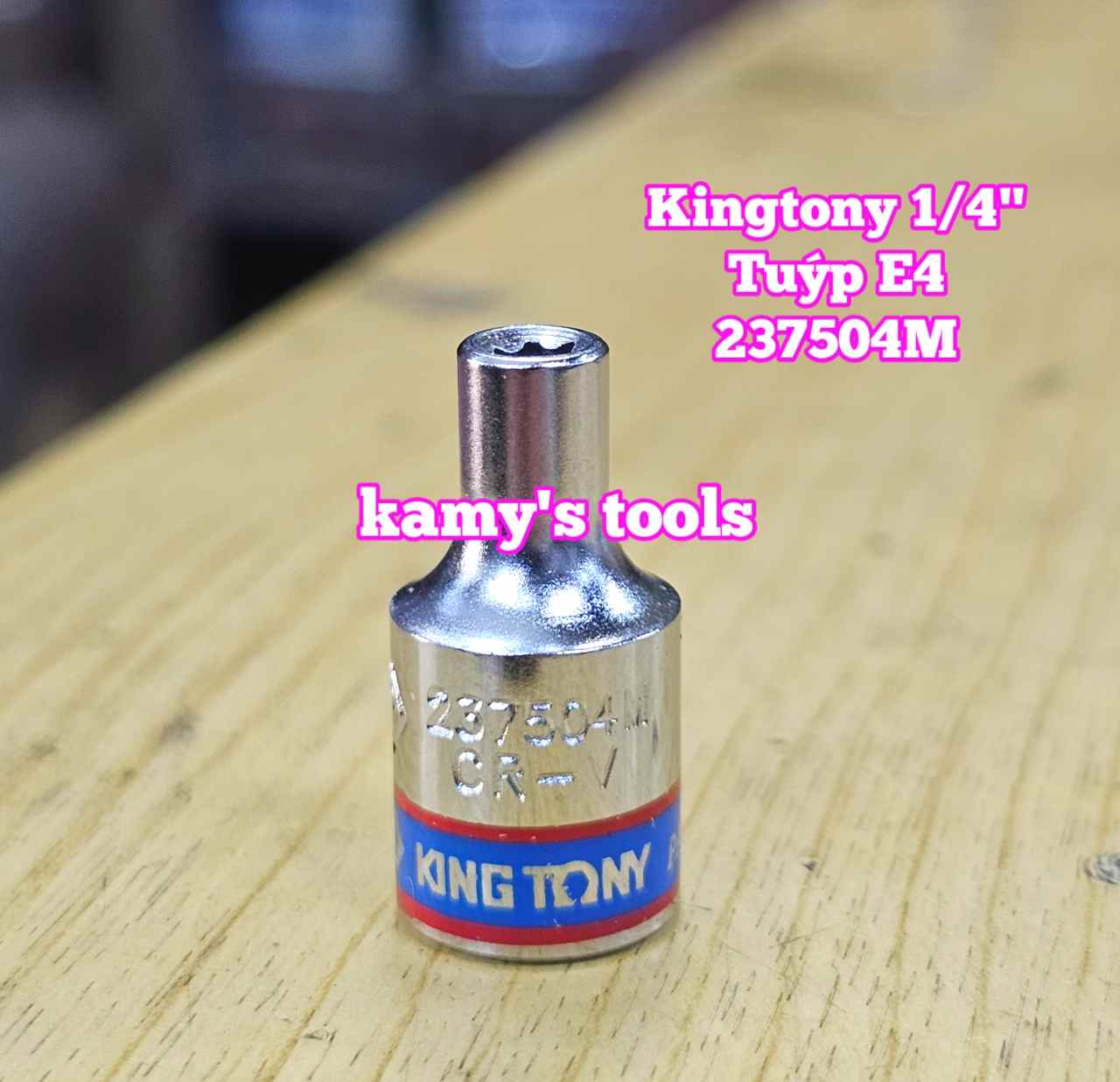 Đầu tuýp đầu khẩu E 1/4 inch dài 24mm Kingtony E4 E5 E6 E7 E8 model 237504M 237505M 237506M 237507M 237508M
