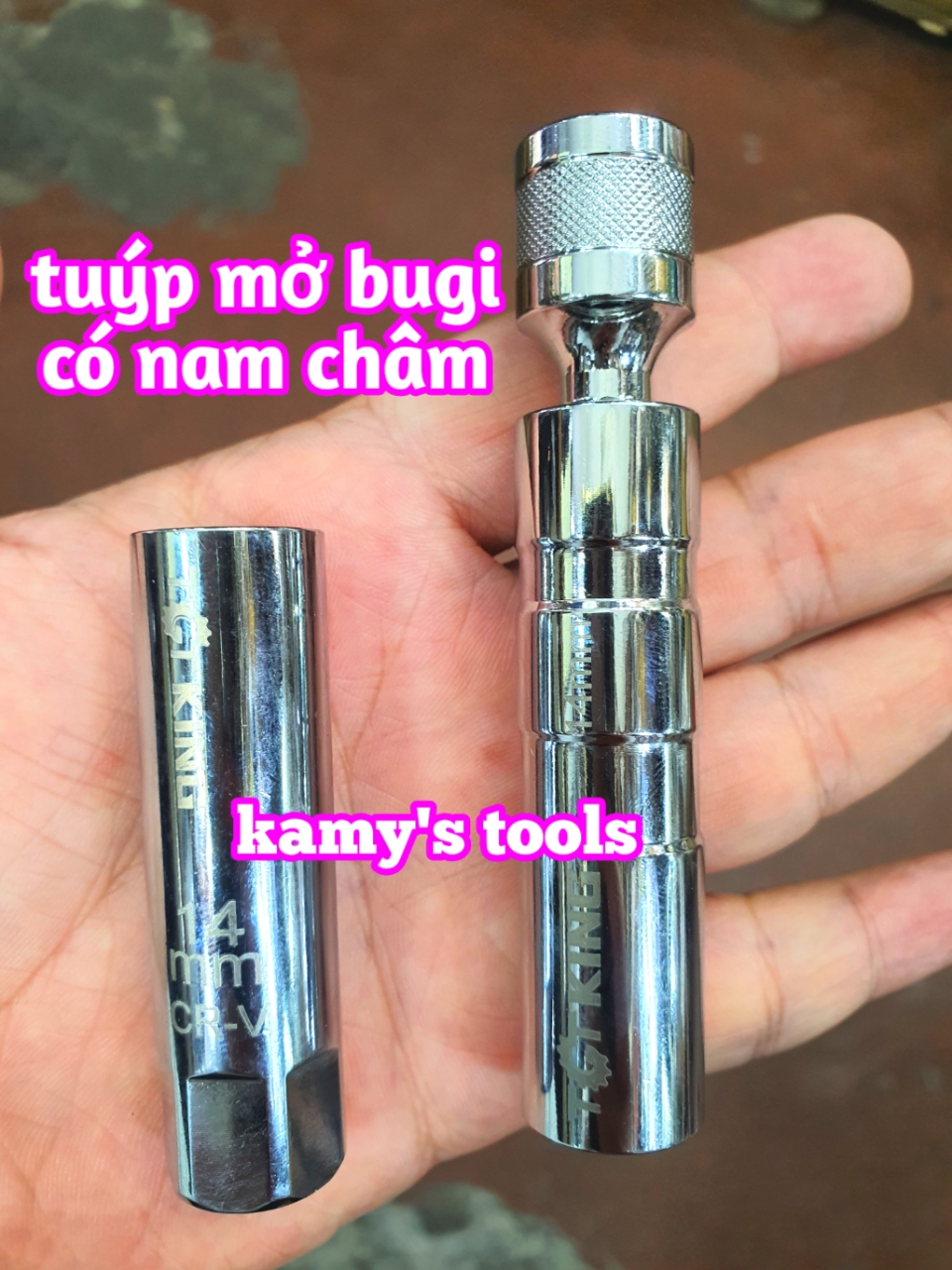 Đầu tuýp tháo mở Bugi có nam châm 12 cạnh 3/8 inch cao cấp 14mm 16mm cao cấp, tuýp mở bugi có từ tính