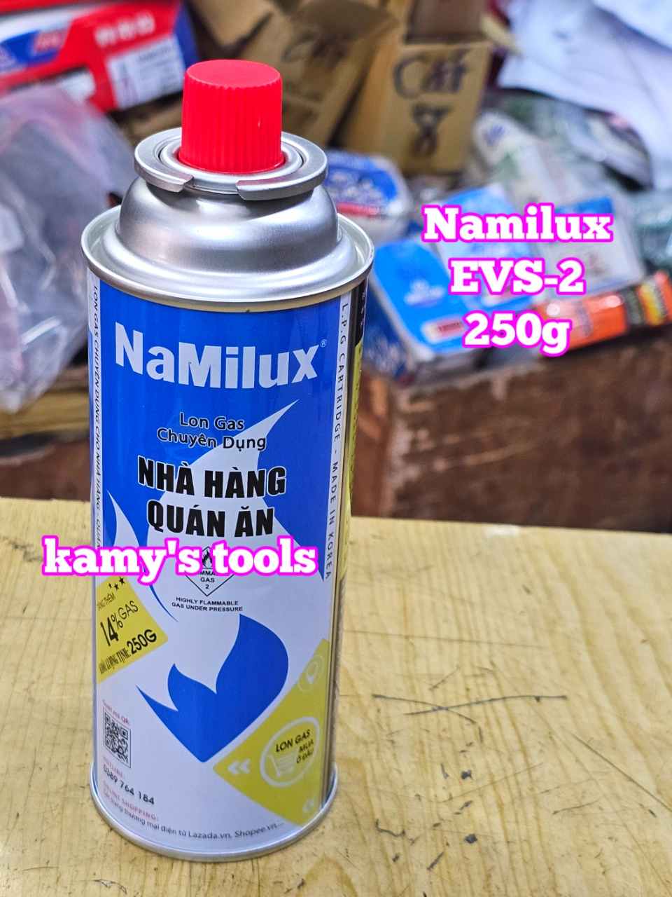 Chai lon bình gas mini Namilux 250g EVS-2 dài 200mm