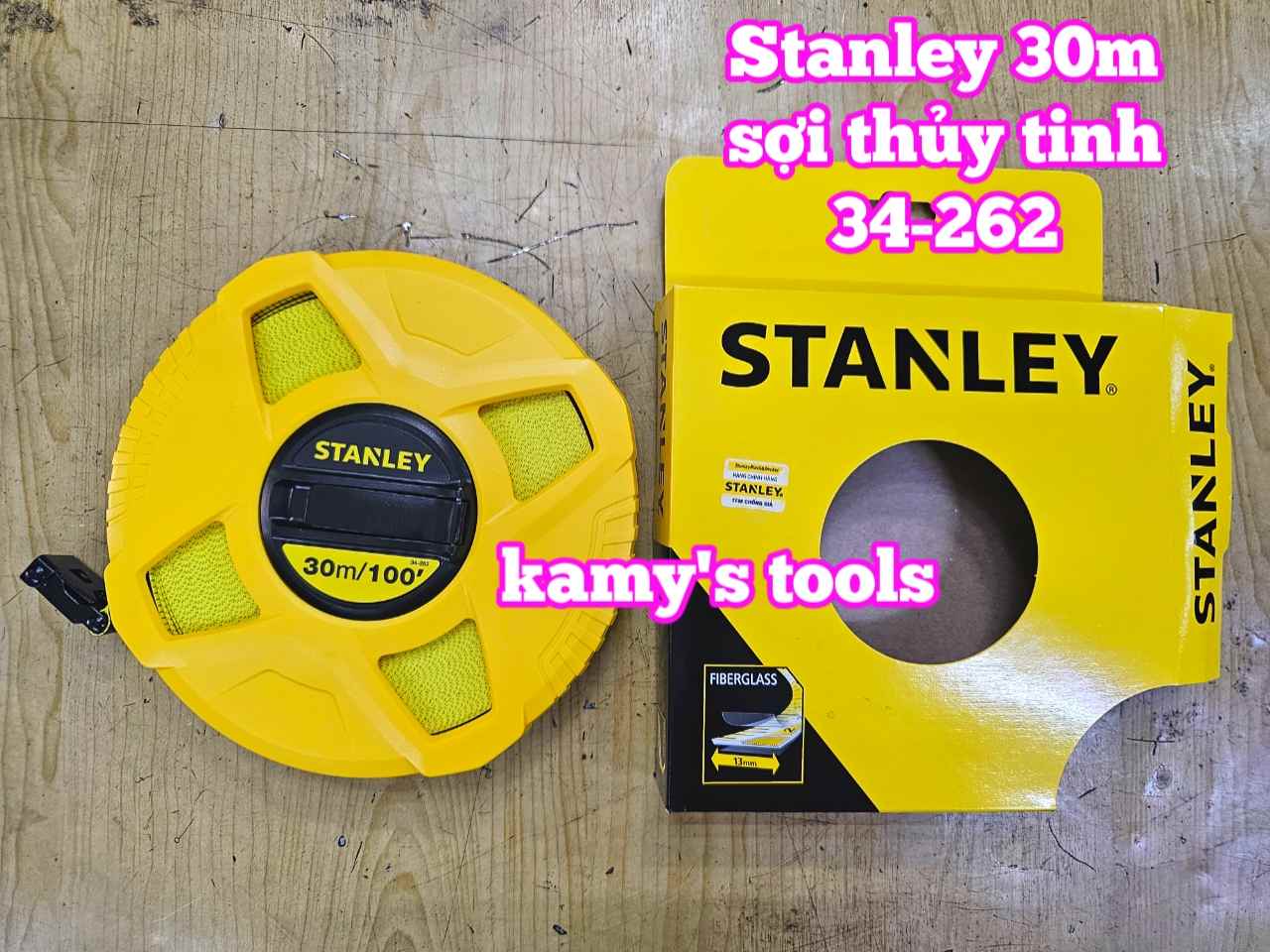 Thước dây cuộn sợi thủy tinh 30m Stanley 34-262 STHT34262-8 bản 12.7mm thước kéo 30 mét