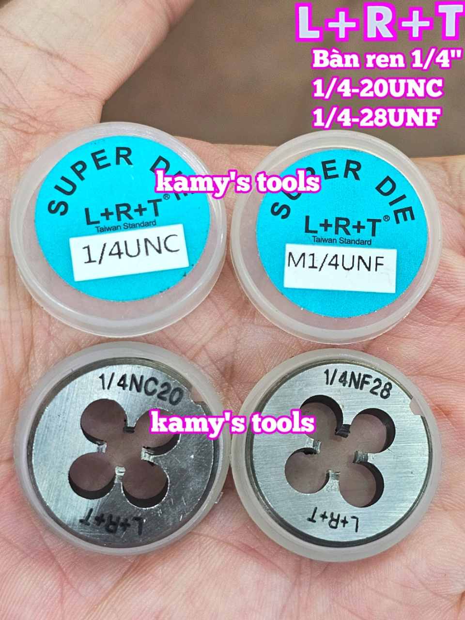 Bàn ren tạo ren ngoài 1/4 inch (6.35mm) bước ren thô và mịn 1/4-20 UNC 1/4-28 UNF L+R+T LRT-431420C LRT-431428F