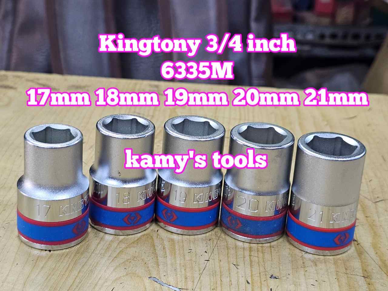Đầu tuýp khẩu 3/4 inch 6 cạnh trắng Kingtony 17mm 18mm 19mm 20mm 21mm 633517M 633518M 633519M 633520M 633521M