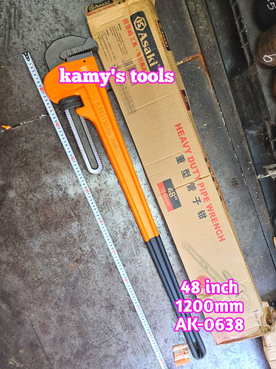Mỏ lết răng 48 inch dài 1200mm Asaki AK-0638 mở miệng khoảng 110mm-120mm