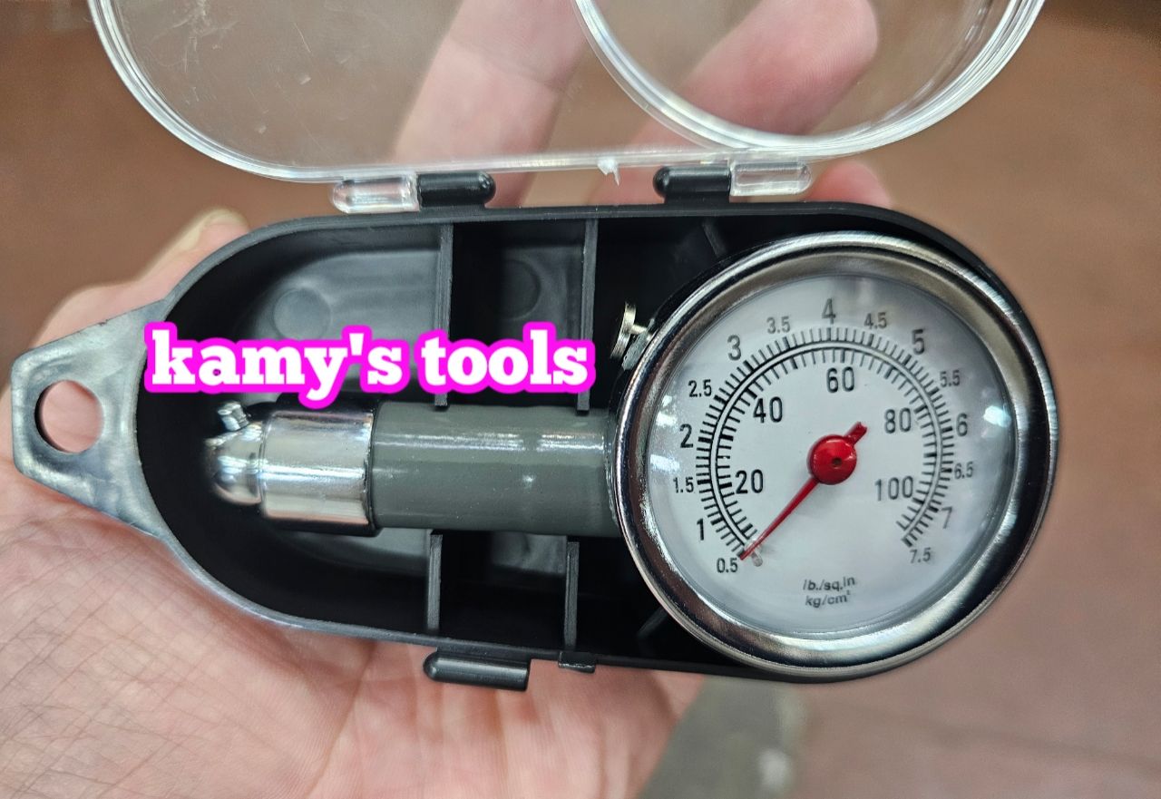 Đồng hồ đo áp suất lốp xe ô tô bánh xe gắn máy 7.5kg/cm2 nhỏ gọn bỏ túi kamytools