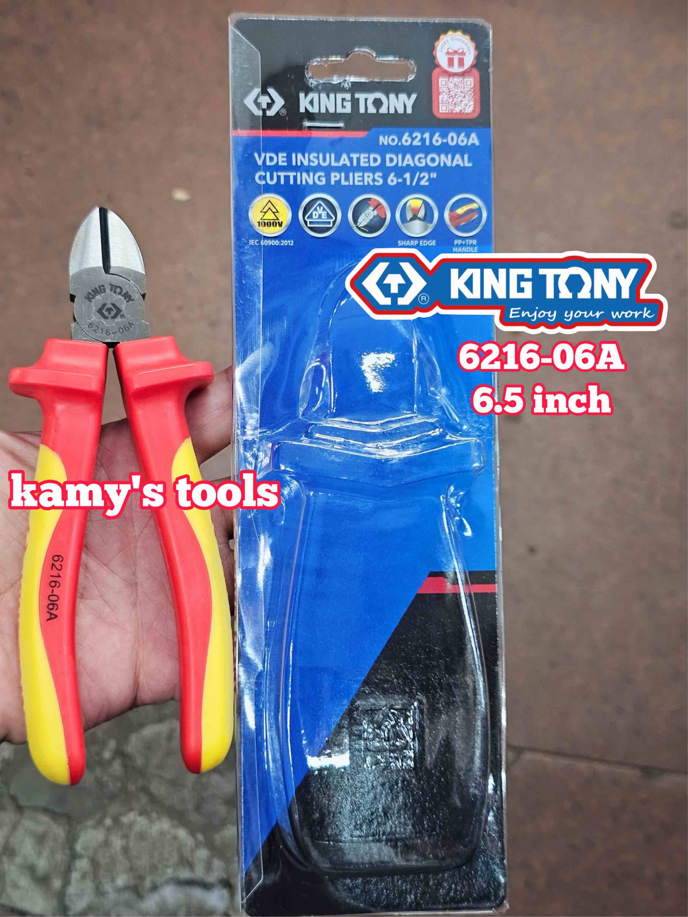 Kìm cắt cách điện 1000V Kingtony 6 inch model 6216-06A