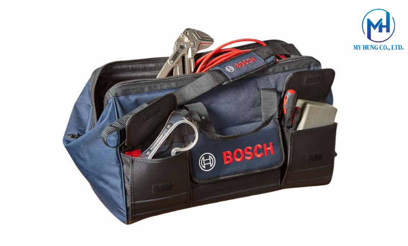 Chi tiết các ngăn và quai đeo chịu tải của túi xách đựng dụng cụ Bosch 1600A003BJ