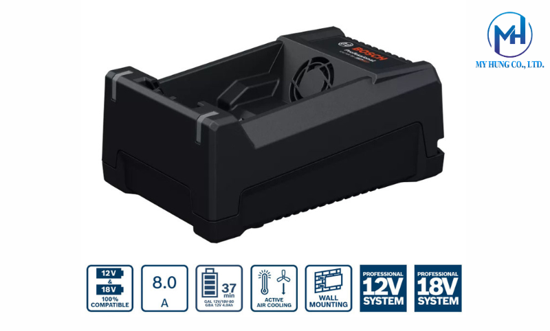Bộ sạc nhanh Professional 12V và 18V Bosch GAL 12V/18V-80 chính hãng