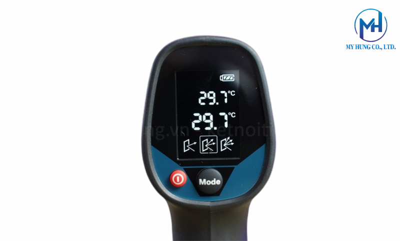 Cơ chế cảm biến hồng ngoại và màn hình hiển thị LCD của máy đo nhiệt độ Bosch GIS 500