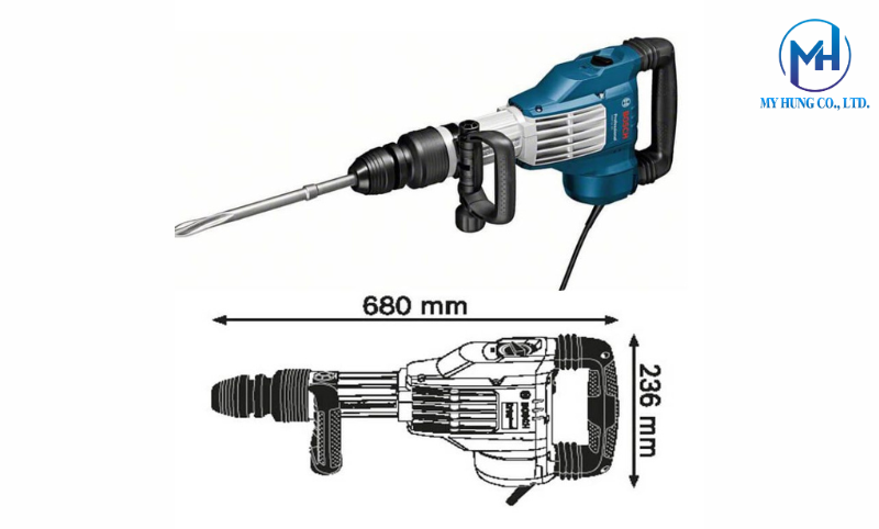 Lực đập 23J và hệ thống màn hình dịch vụ thông minh của Bosch GSH 11 VC