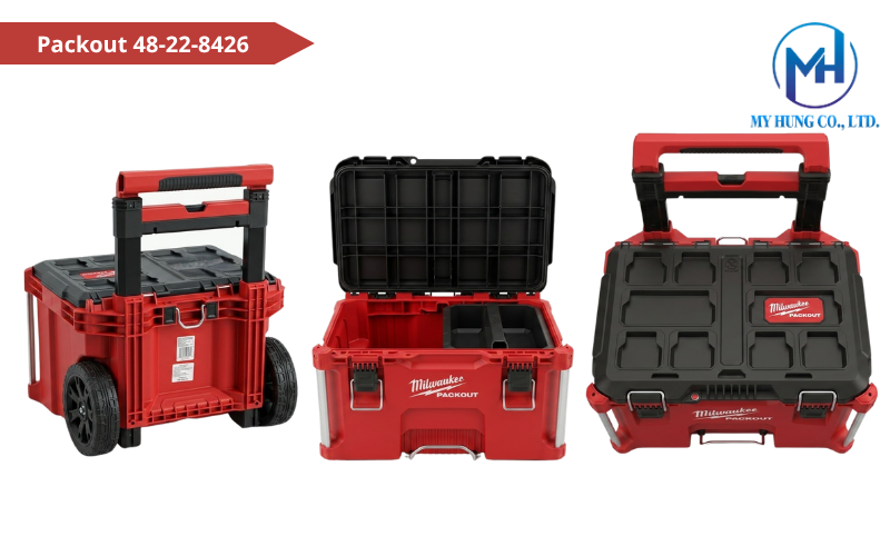 Thùng kéo đựng đồ nghề Milwaukee 8426 chịu tải trọng 113kg với bánh xe địa hình 9 inch