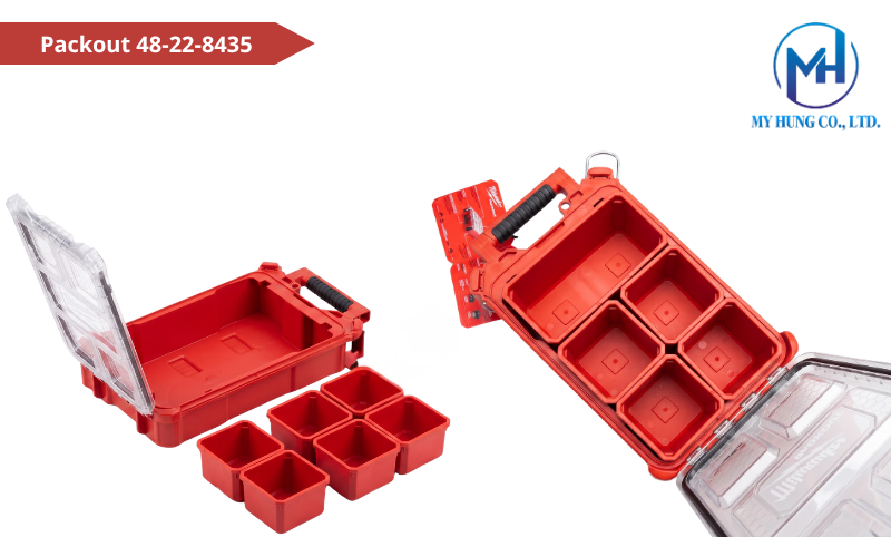 Thùng Compact Milwaukee 48-22-8435 cấu trúc polymer chống va đập bảo vệ thiết bị nhỏ