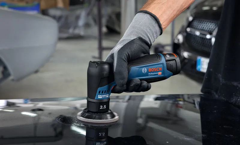 Chi tiết đế chà nhám 77mm và giao diện HMI của Bosch GEX 12V-77
