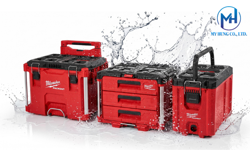 Thùng Milwaukee Packout đạt chuẩn IP65 chống nước và bụi bẩn công trường