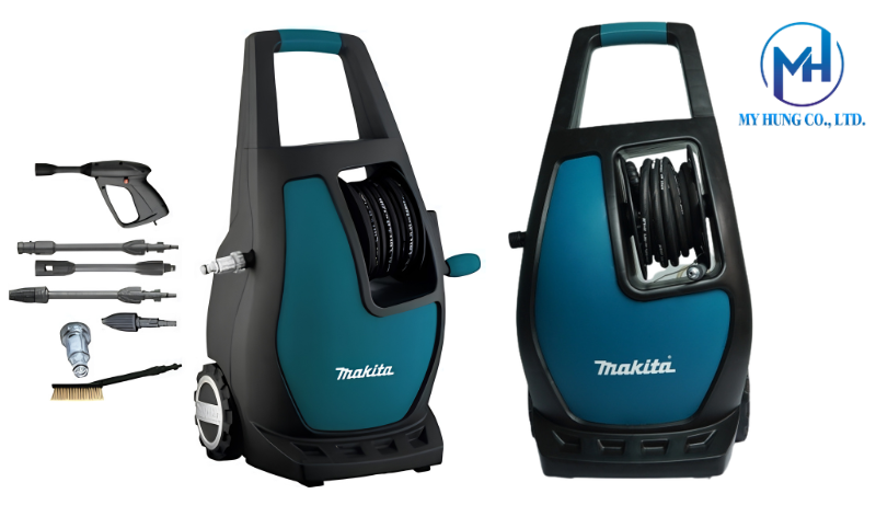 Máy Rửa Xe Makita HW111 tích hợp trục cuốn dây thu gọn tiện dụng