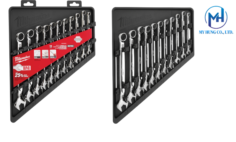 Bộ cờ lê 2 đầu kết hợp Milwaukee với công nghệ ngàm MAX BITE chống trượt ốc