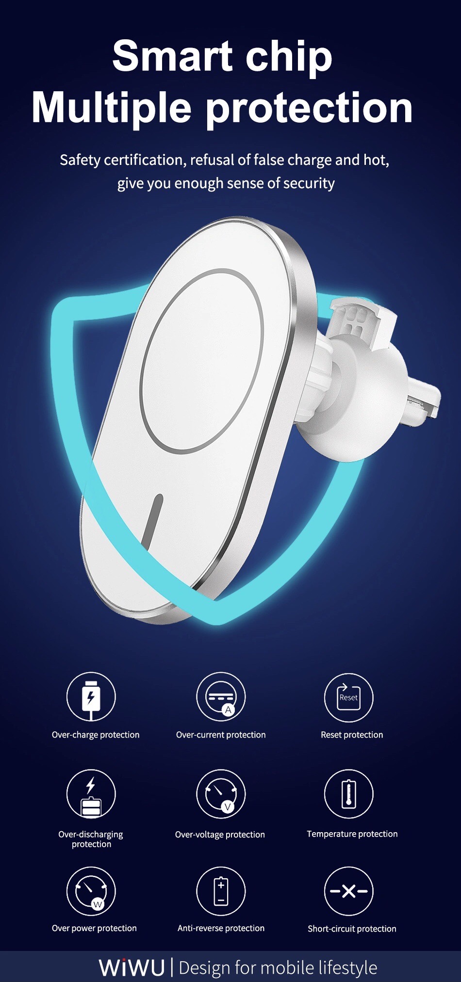 Giá đỡ WiWU Magnetic Attached Wireless Charger Car mount CH-306 | WiWU Việt Nam