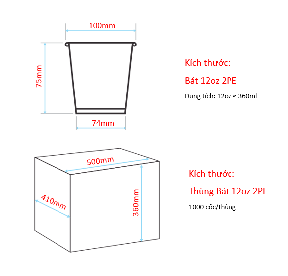 Tô giấy kem 12oz - Hoa