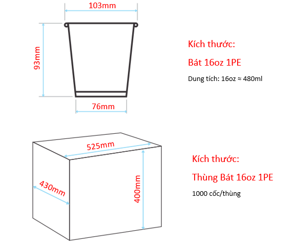 Tô giấy 16oz kèm nắp - Xanh