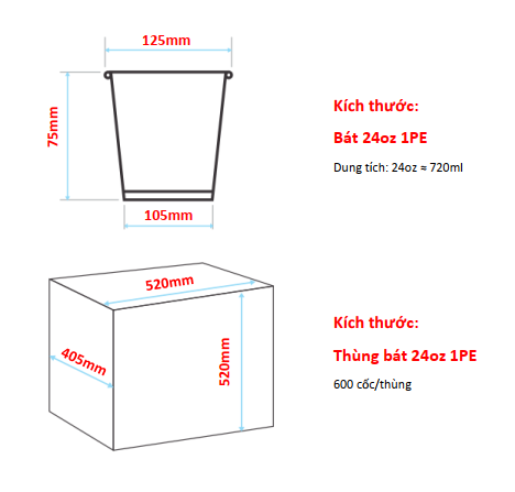 Bát 24oz 1PE kèm nắp - Bông Sen