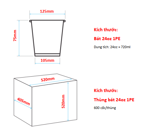 Tô giấy 24oz kèm nắp - Bông Sen