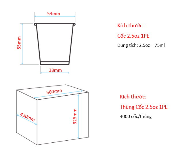 Cốc 2.5oz 1PE - Trắng