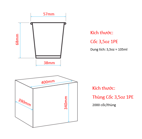 Cốc giấy 3.5oz - Xanh